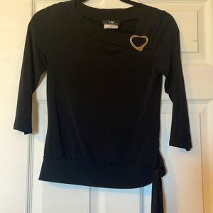 Heart embellished dress shirt. Poly/spandex